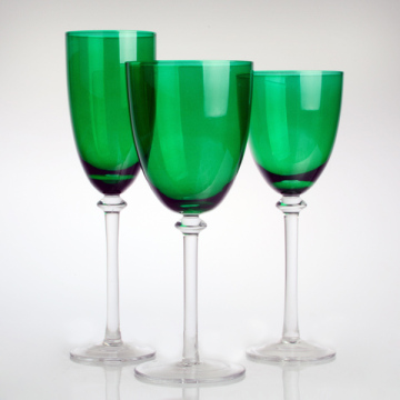 handblown champagne flute green color glass