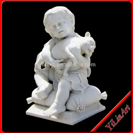 Life Size Stone Children Statue With Lamb