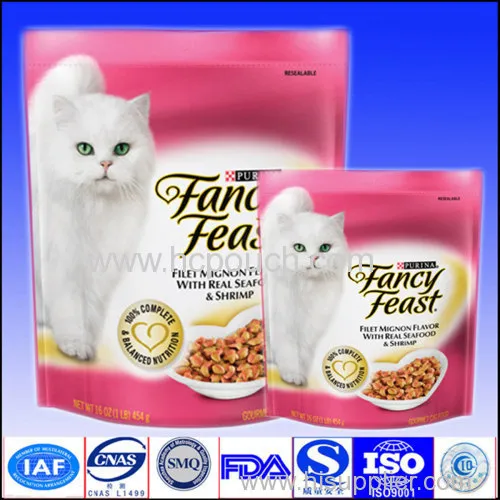 Zip Lock Aluminium Foil Stand Up Packaging Bag For Cat Food 