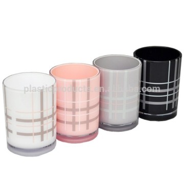 Grid printing plastic bathroom tooth mug, bath tumbler