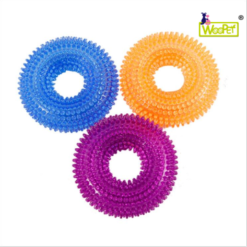 Dog Squeaky Đồ chơi làm sạch răng Đồ chơi thú cưng nhai Đồ chơi hình bánh rán Hình dạng ném Đồ chơi 10cm