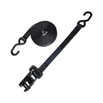 1 pouce de camion à cliquet noir 15 pieds avec des s-hooks revêtus