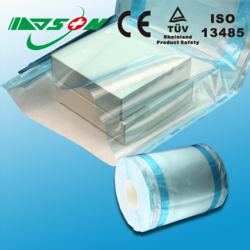 Medical sterilization device packaging gusseted rolls