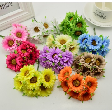 6pcs handmade gerbera fashion home garden bride diy wreath material wedding banquet decoration artificial flower scissors crown