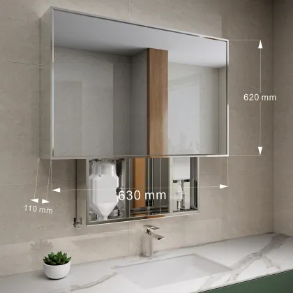 Modern Bathroom Combo: Wall-Mounted Induction Soap Dispenser & Hand Dryer Mirror Cabinet