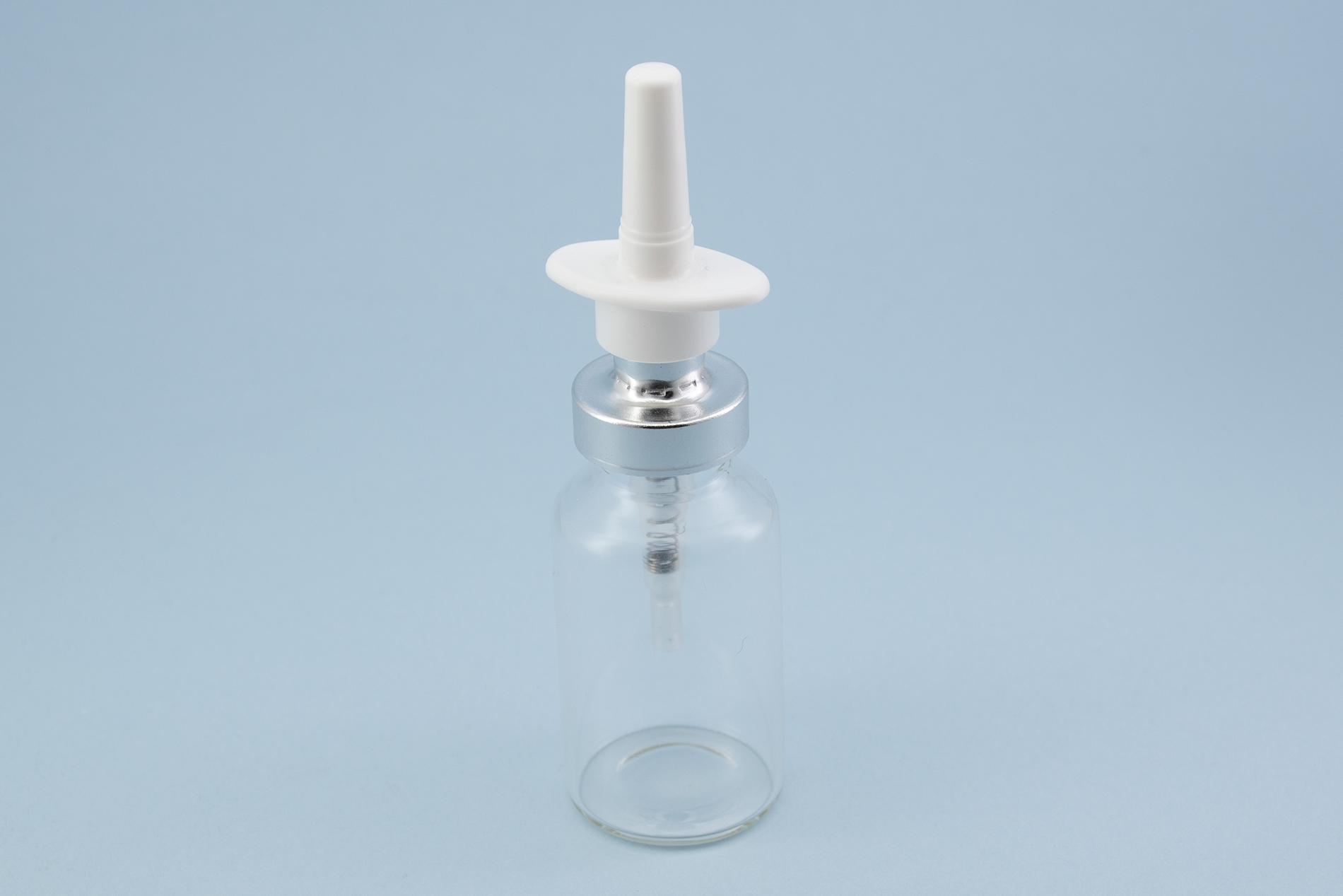 20MM shiny silver crimp pump with nasal sprayer