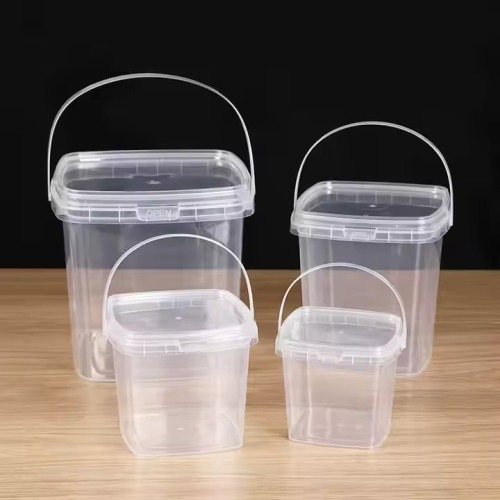 Transparent Plastic Bucket Square Ice Bucket Food Packing