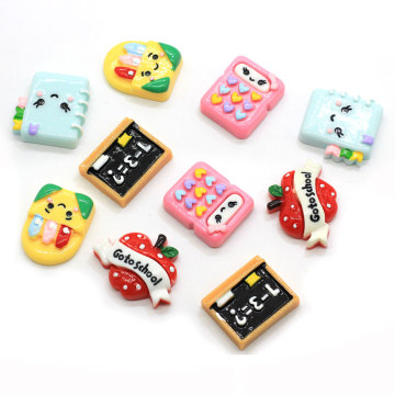 Mixed Children Stationery Resin Beads Cartoon Notebook Calculator Flatback Decoration Kids Scrapbook Diy Ornament Supply