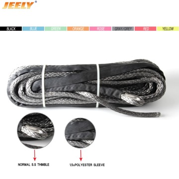 JEELY 9MM*12m/15m 12-strand Braid UHMWPE Synthetic Towing Winch Rope with Thimble