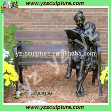 life size garden casting bronze statue of mother and children