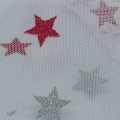 Tessuto a rete in poliestere con glitter rosso argento stella