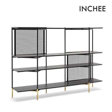 Stainless Steel Black Painted Titanium Iron Bookcase