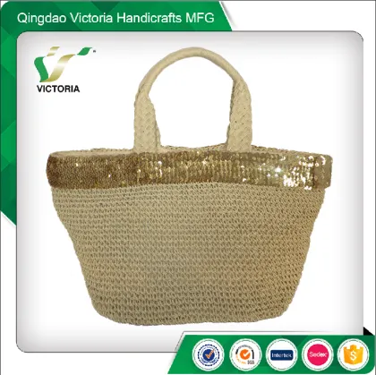 china leading technology printed paper straw tote bag