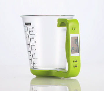 Multi-Function Plastic Digital Measuring Cup with Mini Scale for Kitchen and Coffee Weighing