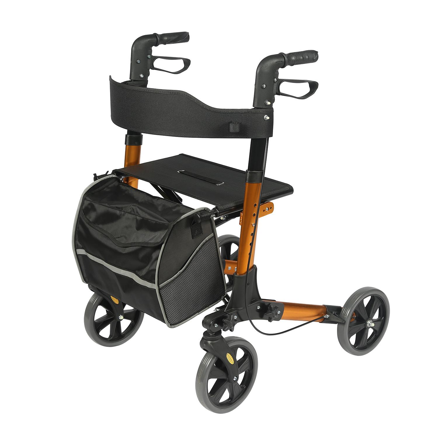 Adjustable Handle Height Rollator Walker with Seat and Backrest