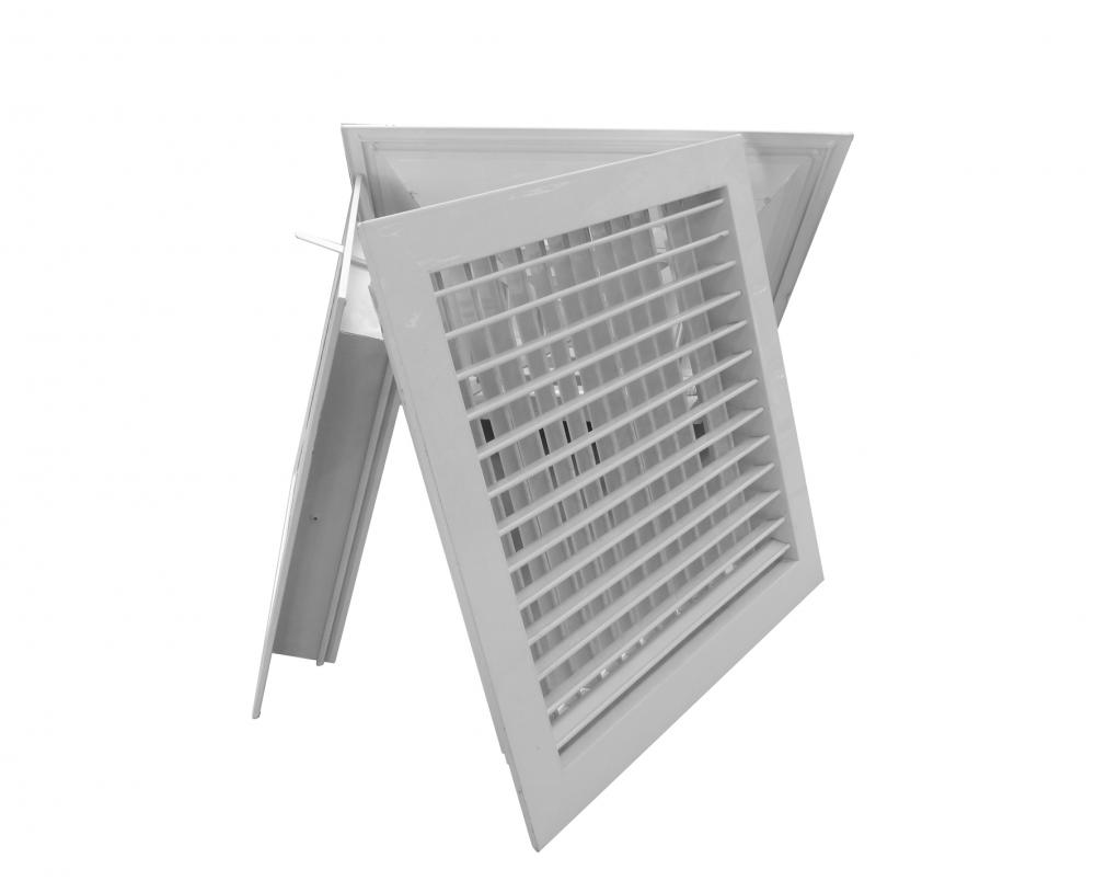 Double-row ventilation grille with adjustable louvres