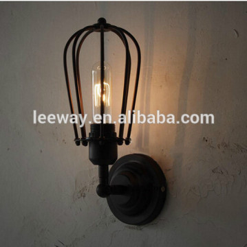Retro birdcage wall lamp hotel headboard lighting decoration with edison bulb