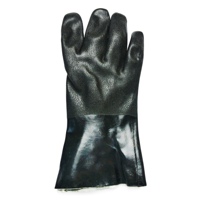 Black Double Dipped PVC.Sandy Finish.Gauntlet PVC Glove