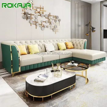 High-End Italian L-Shape 1+2+3 Seater Sofa Set for Villa Hotel Lobby and Home Living Room