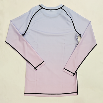UPF 50 Long Sleeve Women's Rash Guard Swimwear: Compression Shirt with Sun Protection and Color Gradient