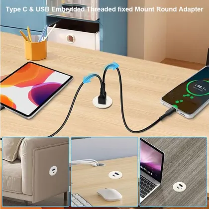 Small Open Hole Round Sol Ring Socket USB Sofa Extension Power Station Furniture Power Socket