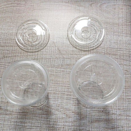 90-98mm diameter Disposable Transparent PET cups with lids