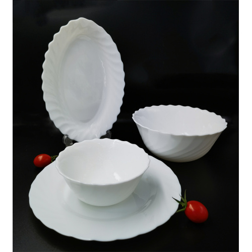 White Opal Glass Tableware Dinner Set