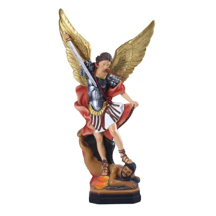 12-inch Saint Michael Statue: Resin Angel Sculpture, Decoration, Michael Archangel Defeat Demon Figurine, Religious Gift