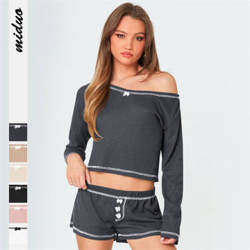 2024 Sommer -Langarm -Shorts für Frauen mit Bogen