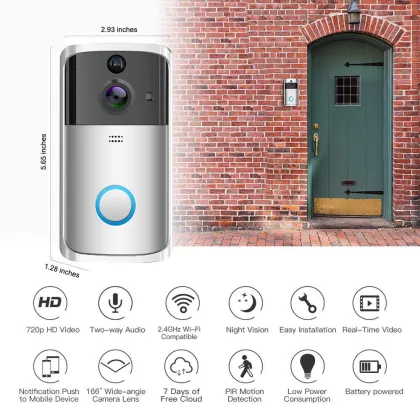Smart Wifi Doorbell Camera - Wireless Ring Doorbell with Video