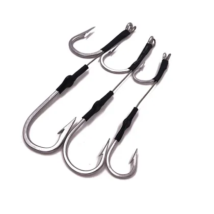 Stainless Steel Offset Double Hook Rig for Wahoo, Tuna, Dorado, and Marlin Lures