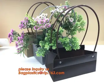 eco friendly customize Printing PP plastic flower carry bags with hanging for potted plant bags, plastic printed flower sleeve