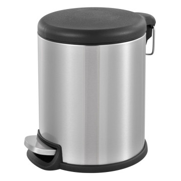 Brushed Stainless Steel Kitchen Garbage Can Round Step