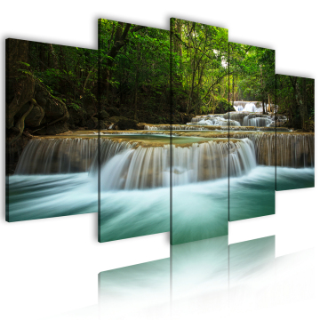 Moderner 5-teiliger Wasserfall-Leinwandkunstdruckset