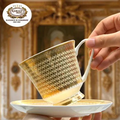 Elegant 24K Gold Royal Ceramic Tea & Coffee Cup Set - Luxurious 9oz Gift