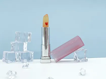Cute Pink Silver Lipstick with Flower Packaging