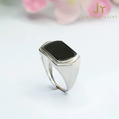 Wholesale Men's S925 Silver Precious Stone, Gemstone, and Myanmar Jade Rings: Green Jade Collection