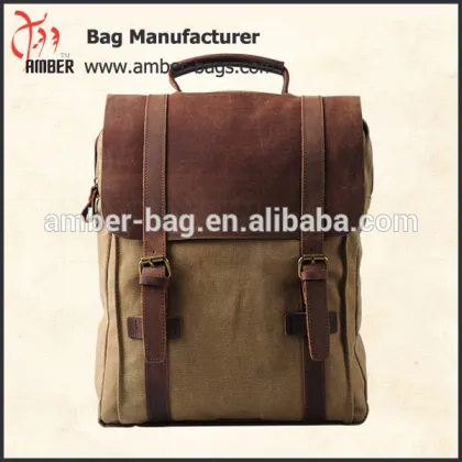 Genuine Cow leather bag canvas bag BACKPACK