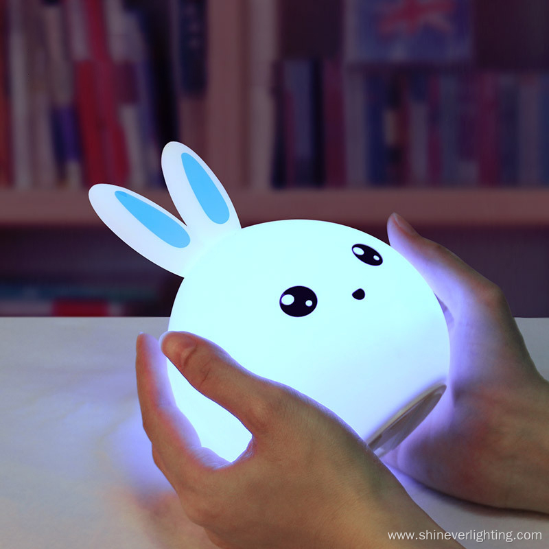 Touch Sensor Soft Silicone Bunny Led Lamp Light