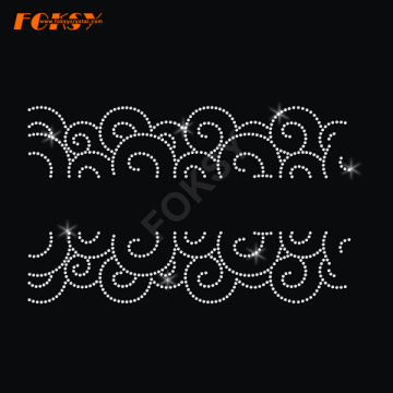 Swirl Cheer Bow Strip Heat Press Rhinestone Design