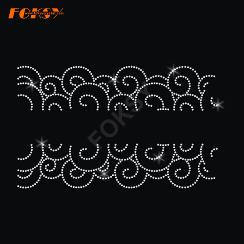 Swirl Cheer Bow Strip Heat Press Rhinestone Design