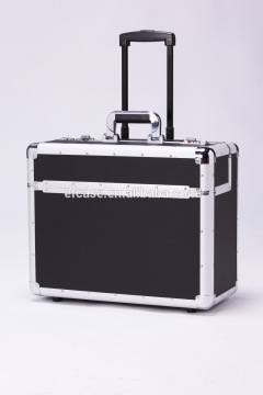 BLACK ALUMINUM FRAME BRIEF TROLLEY CASE,COSMETIC CASE,MAKEUP CASE WITH WHEELS