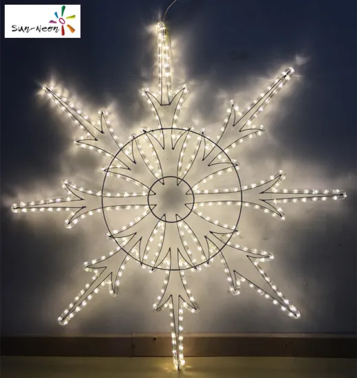 Christmas plastic glitter snowflake nice rope light snowflake high quality battery lighted snowflakes