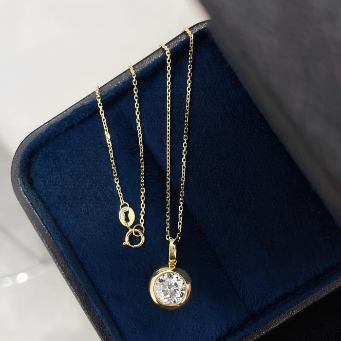 Kalung Loket Berlian Tumbuh Makmal Bezel Emas 18K