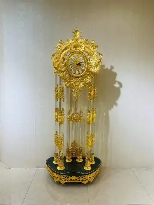 Luxurious Copper Grandfather Clock: European Floor Clock Crystal Standing Clock