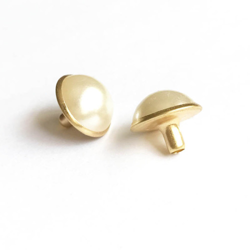Milky Pearl Rivets 12mm Gold Brushed Finish