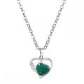 Malachite Love Heart Birthstone Pendante Colliers de pierre précieuse pour les femmes