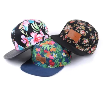 digital floral brim custom print snapback caps