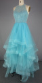 Light Blue Ruffle Prom Pakaian Gaun Petang