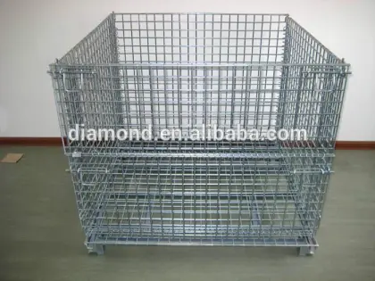 Collapsible warehouse ARS metal storage pallet cage